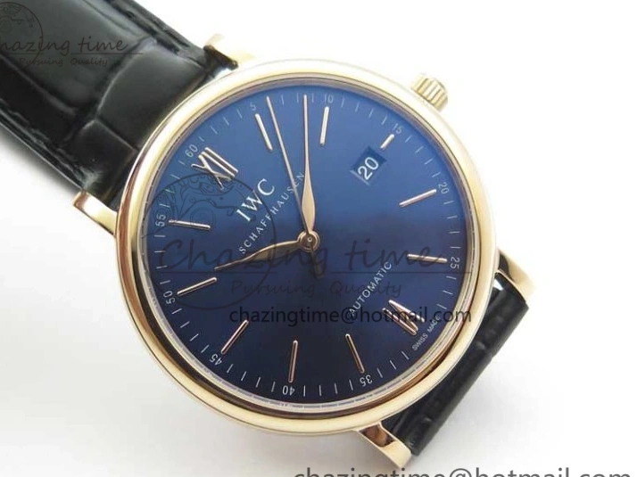 MIROTIME 0319 MoistureWicking Portofino Automatic RG IW356522 FKF 1:1 Best Edition Blue Dial on Black Croco Strap A 7109